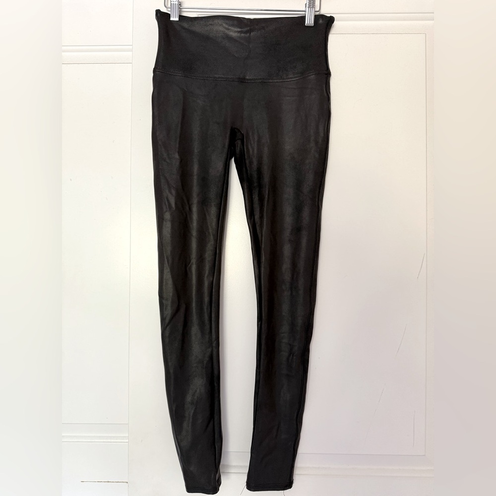 SPANX Black Leggings Faux Leather